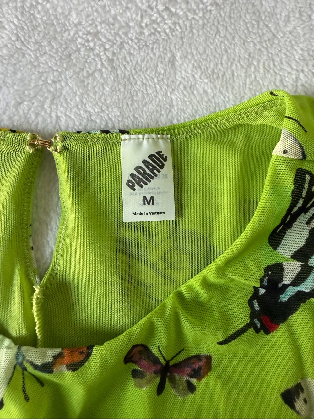 Neon Green Butterfly Print Sleeveless Bodysuit - Picture 2 of 3